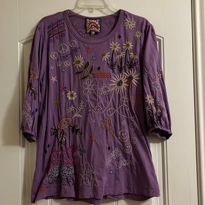 johnny was earth mother embroidered top